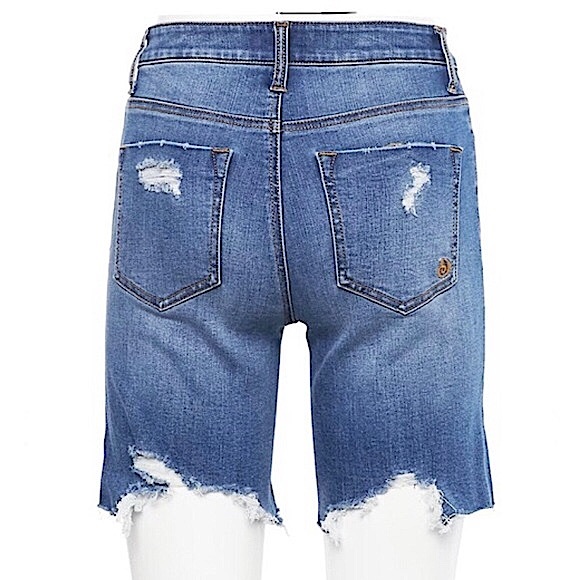 Indigo Rein High Rise Recycled Denim Bermuda Shorts Juniors Size 5 Waist 26” NEW - Picture 2 of 10